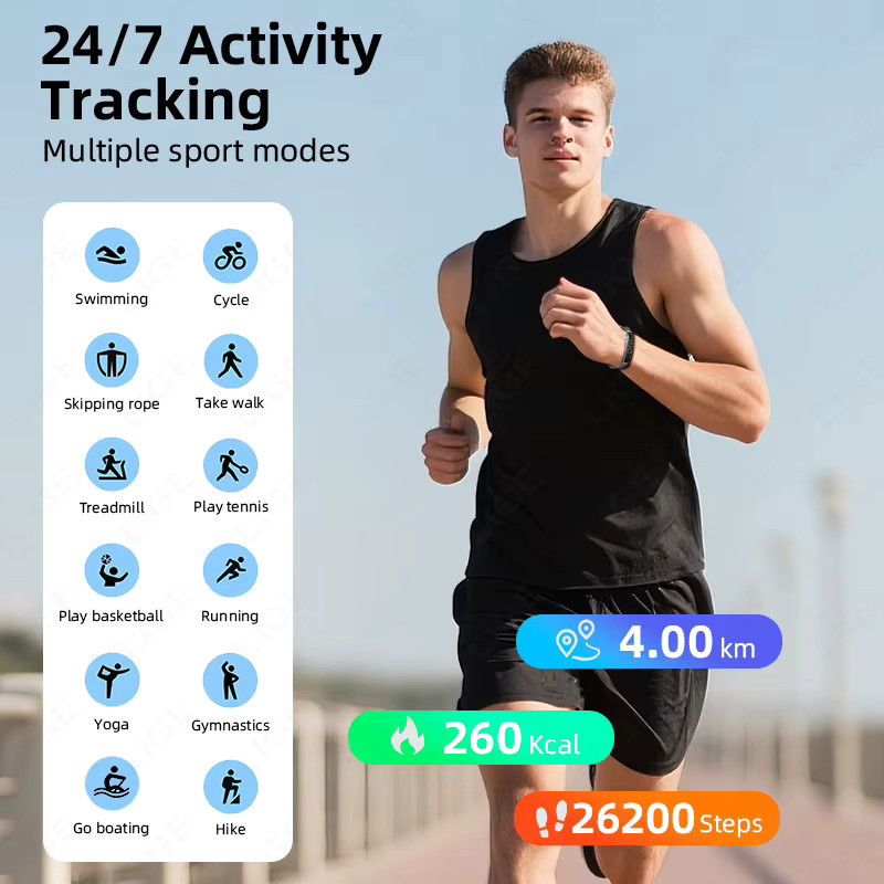 LIGE Smart-Armband für Herren in Schwarz mit Gesundheitsmonitor und wasserdichter Smartwatch-Funktion - Bild 6
