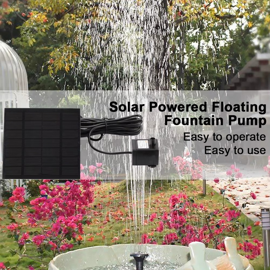 Alloet Solar-Springbrunnenpumpe mit 6 Düsen, 1,2W, 200L/h, Schwarz - Bild 3