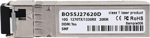 BlueOptics SFP+ Bidi Transceiver Edge Core SFP-10G-BX-U, Singlemode Fiber, LC-Simplex, 10GBASE-BX-U, TX1270nm/RX1330nm, 20KM, DDM, Farbe: Silber - Bild 1
