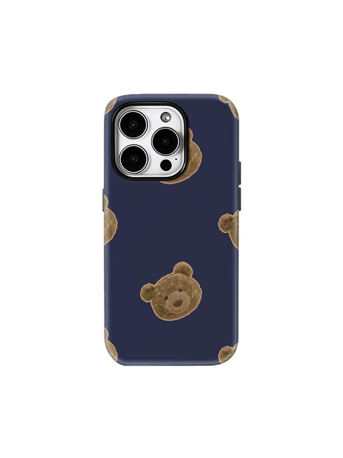 Handyhülle mit Teddybärköpfen in Marineblau für Apple iPhone 12 bis iPhone 17 Pro Max Plus mit doppelschichtiger Rückseite - Bild 6