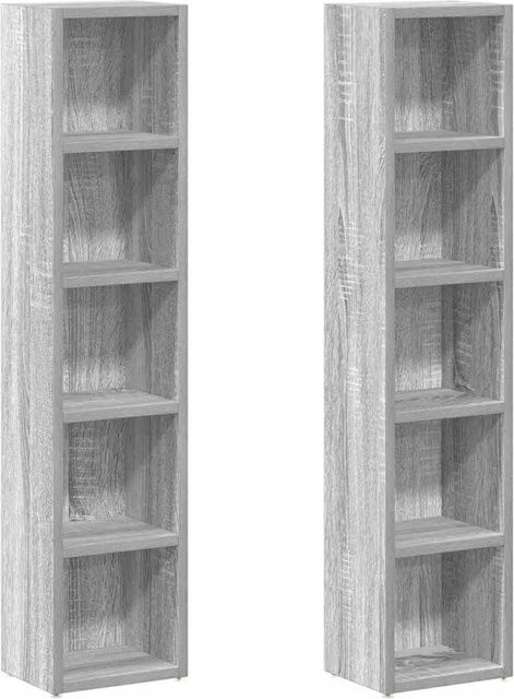 vidaXL CD-Regale 2er-Set in Grau Sonoma aus Holzwerkstoff, Wandregale für Wohnzimmer, Schlafzimmer oder Büro, B/T/H: 21 x 16 x 93,5 cm - Bild 1