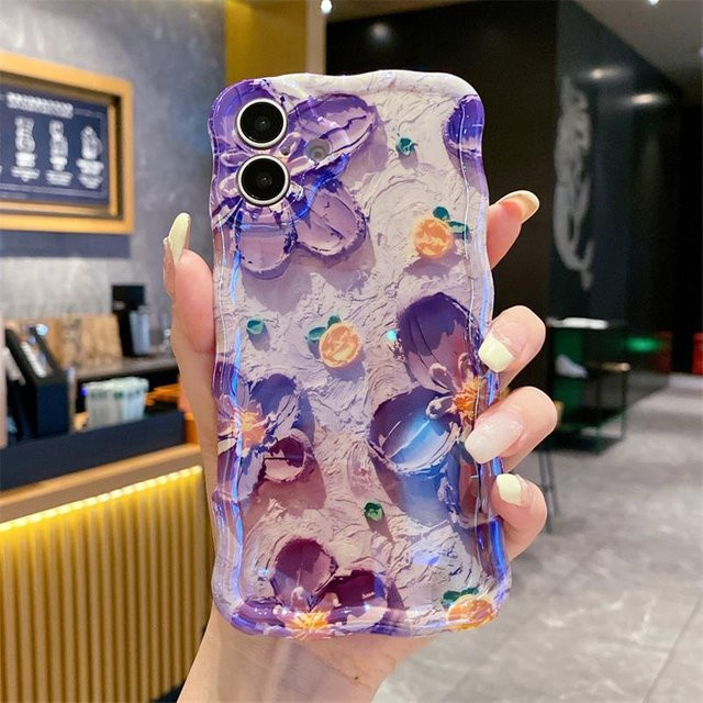 Yiran Luxus Handyhülle mit Blumen-Laser-Design und Glitzer-Diamanten für iPhone 11 bis 16 Pro Max Plus, Farbe: Lila - Bild 1