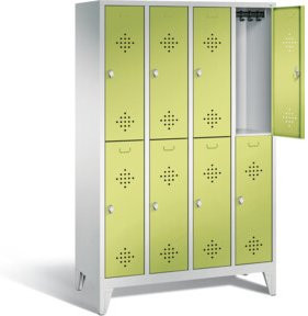 C+P Spind Classic doppelstöckig mit 8 Türen, Farbe Viridingrün und Lichtgrau, H 185 cm x B 119 cm x T 50 cm - Bild 1