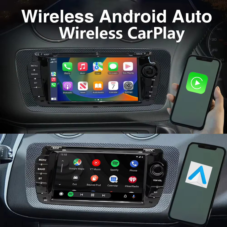 AKAMATE 2-Din Autoradio für Seat Ibiza 2009–2013 mit CarPlay, Android Auto, GPS, Bluetooth und WIFI in Schwarz - Bild 4