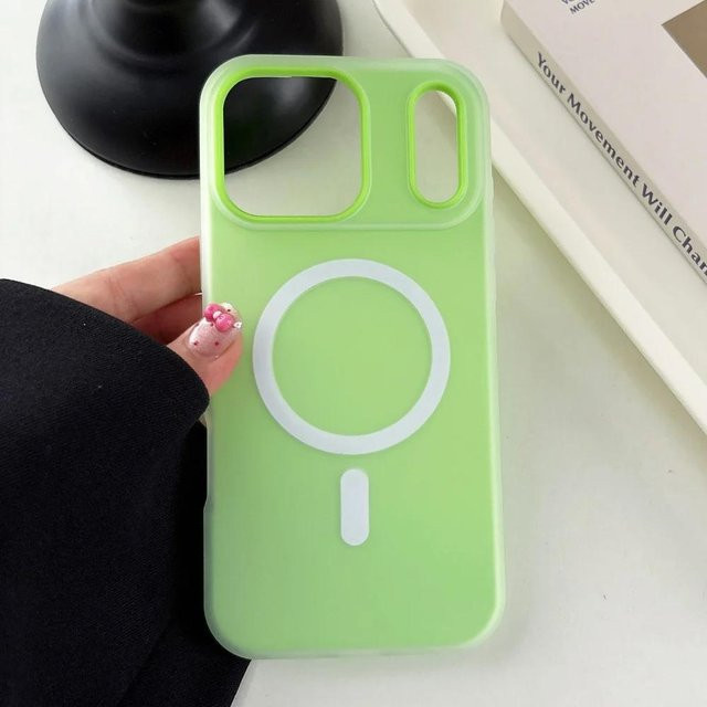 YULIN Candy Matt MagSafe Schutzhülle für iPhone 12 bis iPhone 17 Pro Max, Magnetische 2-in-1 Abdeckung, Transparent/Grün - Bild 1