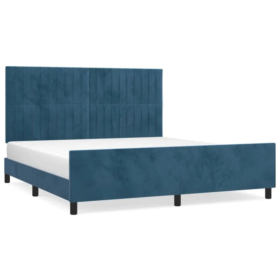 vidaXL Bettgestell mit Kopfteil aus Samt in Dunkelblau, B/T/H: 160 x 200 x 128 cm - Bild 2