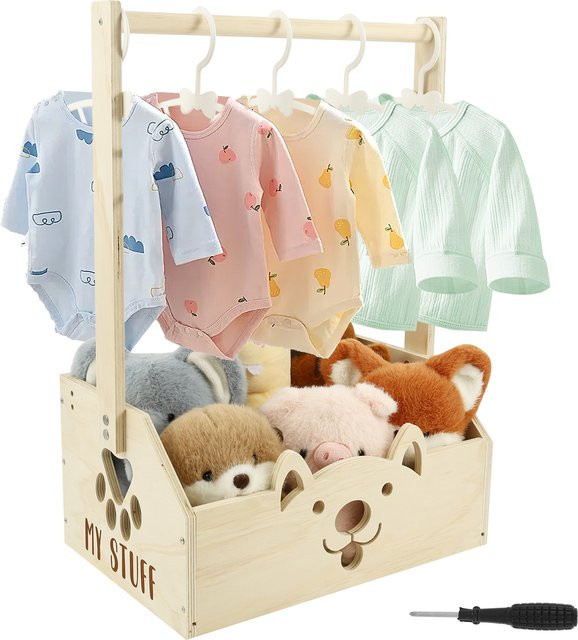 Willstar Holz Aufbewahrungskiste in Beige mit Griffen für Babykleidung und Spielzeug - Bild 1