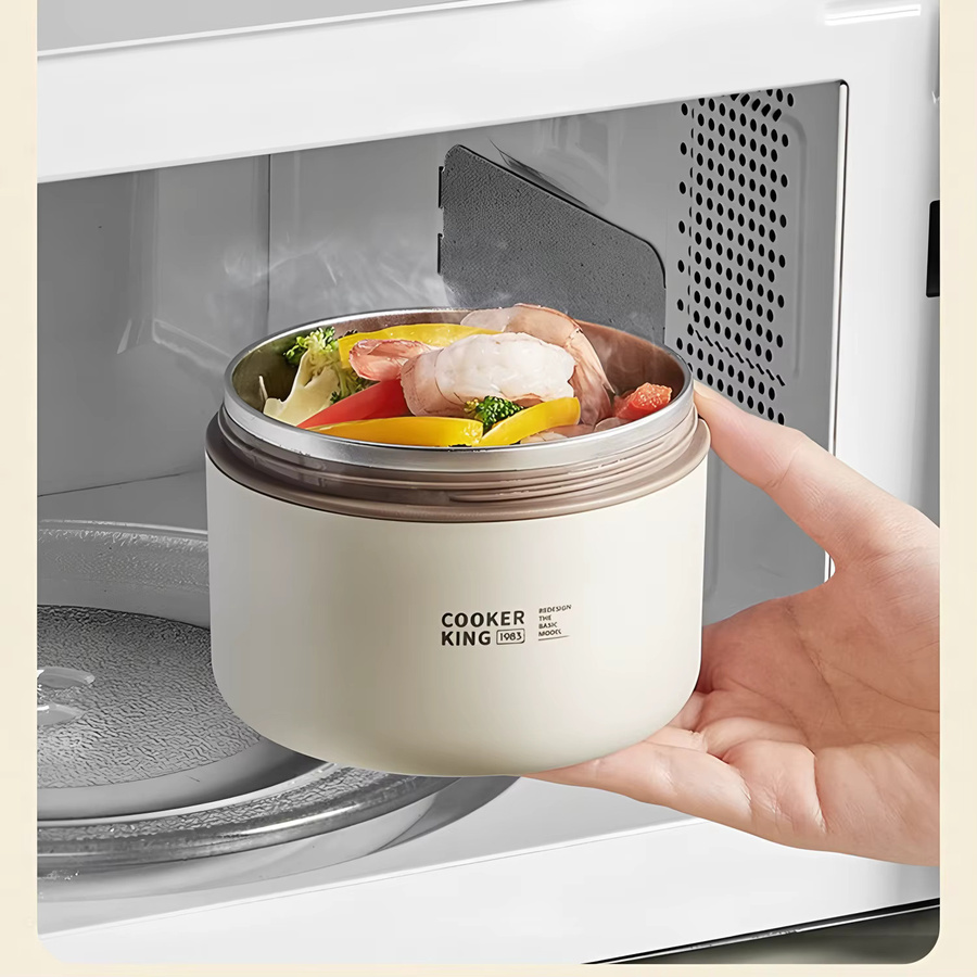 COOKER KING Lunchbox-Set aus Edelstahl in Silber, 3-5 Teile, auslaufsicher, isoliert und mikrowellengeeignet inklusive Thermotasche - Bild 2