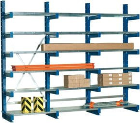 Regalwerk Kragarmregal KARL mit Stahlfachboden in Blau, H x B x T: 200 x 100 x 40 cm - Bild 1