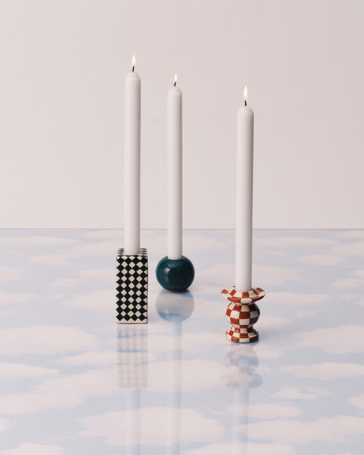 Serax Chessboard Kerzenhalter Set aus Keramik in Mehrfarbig mit Schachbrettmuster - Bild 1
