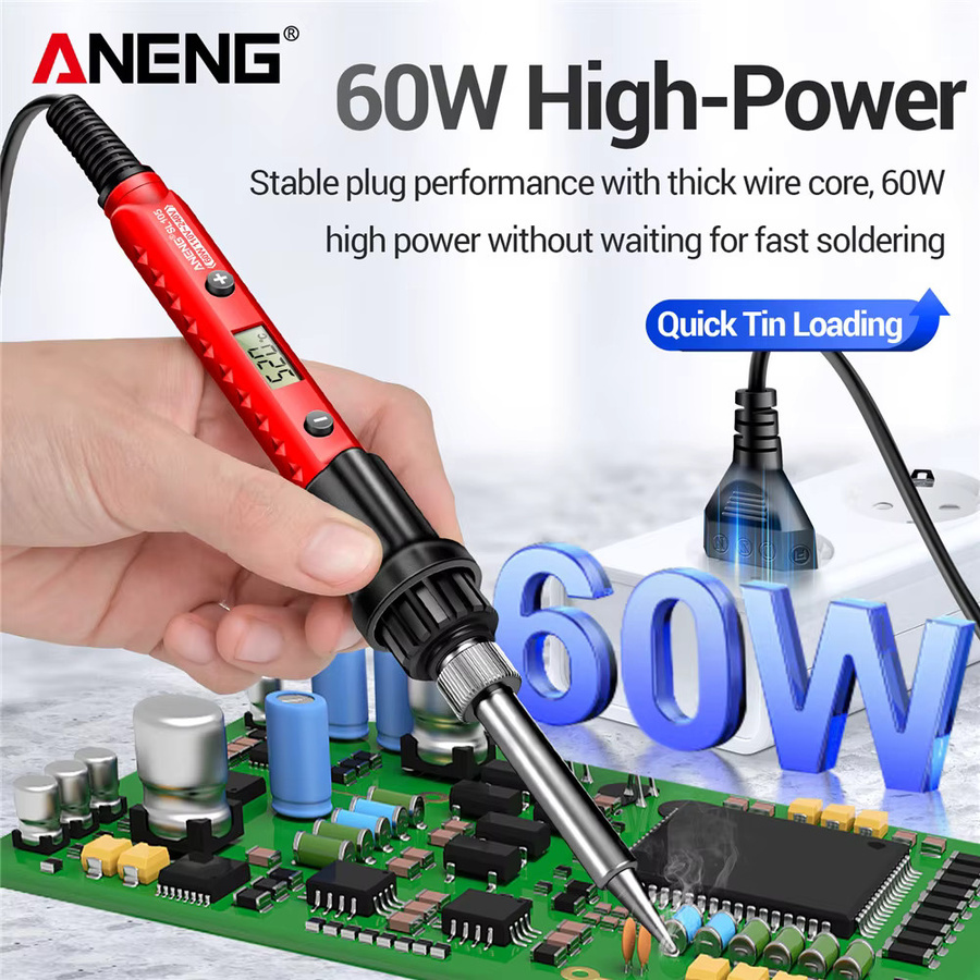 ANENG SL105 Digitaler Lötkolben mit Display, 60W Drehknopfgesteuerter Lötkolben mit einstellbarer Temperatur in Rot - Bild 4