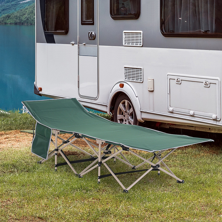 Outsunny Faltbares Campingbett mit Aufbewahrungstasche und Tragetasche, grün, B/T/H: 68 x 190 x 52 cm - Bild 2