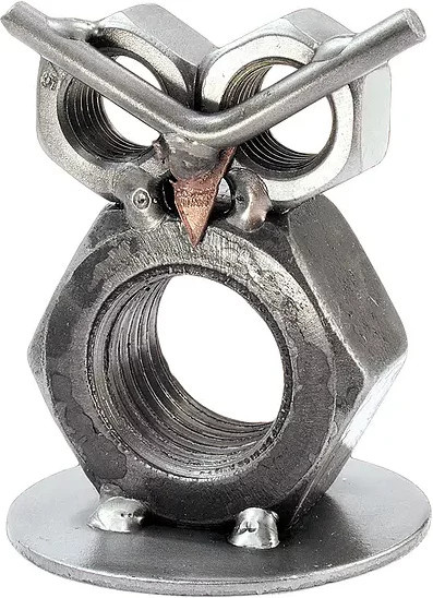Hinz und Kunst Metall Tier Dekoration Große Eule in Silber im Industrial Design - Bild 1