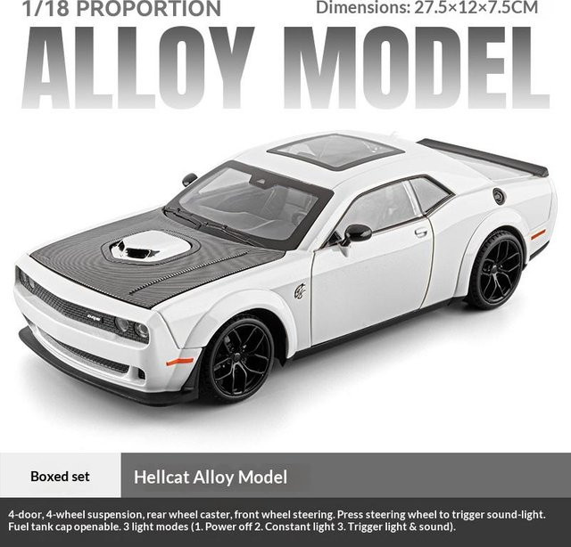 Linyi toy car Hellcat Muscle Car Modell, Sportwagen, mit Licht und Sound, 1:18, ab 14 Jahren - Bild 1
