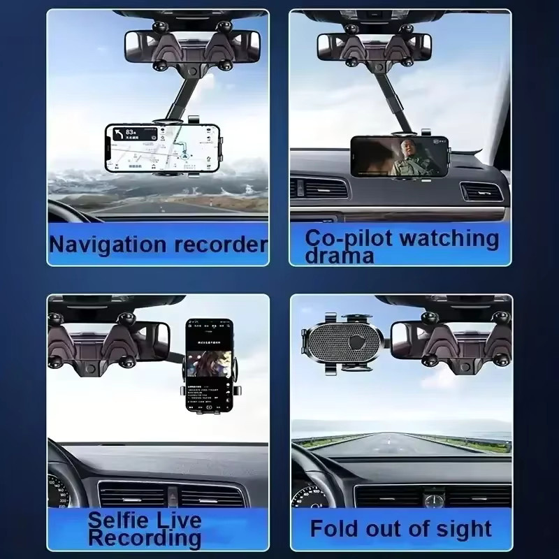 VIKEFON Rückspiegel-Handyhalterung für das Auto in Schwarz mit 360 Grad Rotation für GPS und alle Smartphones - Bild 4