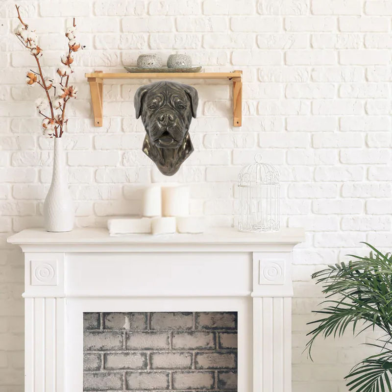 Hängende Hundestatuette Bordeauxdogge von Art-Dog als dekorative Büste in Braun und Mehrfarbig aus Kunstharz und Metall - Bild 5