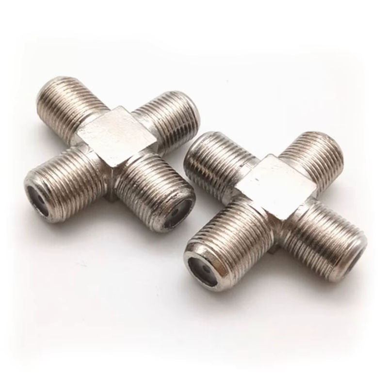 FRHY 2er-Set 4-Wege F-Typ Stecker Splitter Imperial System F-Buchse auf Stecker Adapter für Kabel TV und Satellit RG6 Koaxialkabel in Silber - Bild 3