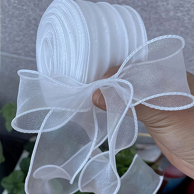 2 Stück weiße transparente Seidenbänder aus Kunststoff für Hochzeiten und Dekoration, Breite: 3,81 cm, Länge: 107,9 cm - Bild 1