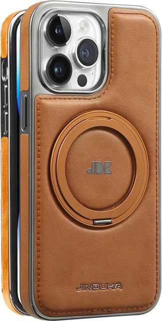 YULIN Magnetische Lederhülle mit Ständer für iPhone 16 15 14 13 12 11 Pro Max, Farbe: Braun - Bild 1