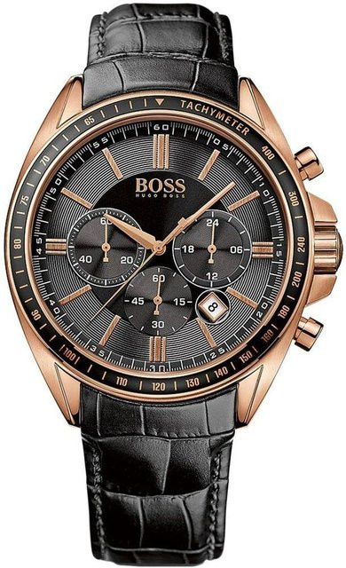Hugo Boss Herrenuhr, Quarz, Edelstahl, 44 mm, Leder, Schwarz - Bild 1