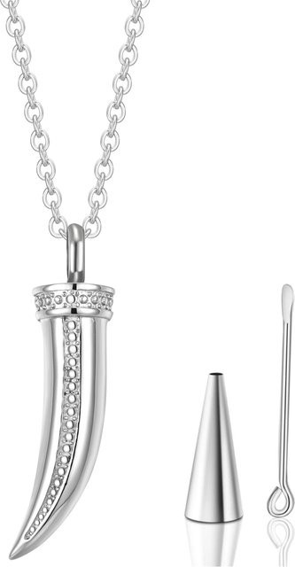 D&Rui Jewelry Anhänger Halskette, Edelstahl, Wolf Zähne, Silber, Unisex - Bild 1