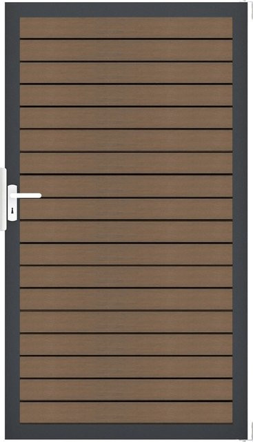 GroJa einflügeliges Gartentor Solid Rhombus in Teak Co-Extrudiert, Farbe Braun, B: 100 cm, H: 180 cm - Bild 1