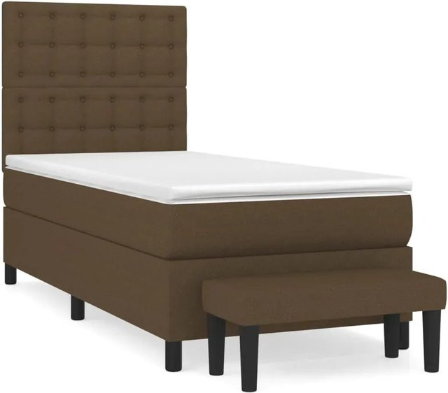 vidaXL Boxspringbett mit Matratze Hybrid Dunkelbraun B/T/H: 90 x 200 x 118 cm - Bild 1