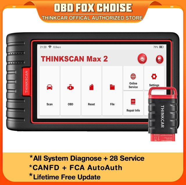 THINKCAR ThinkScan Max 2 OBD2-Diagnosetool in Schwarz mit CANFD-Unterstützung für ECU-Codierung, DPF- und IMMO-Reset sowie GM 2023 AF Funktionen - Bild 1