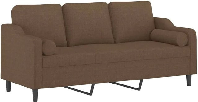 vidaXL 3-Sitzer-Sofa in Braun mit Zierkissen, modernes Design aus Stoff und Metallrahmen, Breite: 198 cm - Bild 1