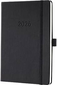 Wochenkalender Sigel Conceptum 2026 C2619, DIN A5, 2 Seiten pro Woche, Hardcover, Schwarz - Bild 1