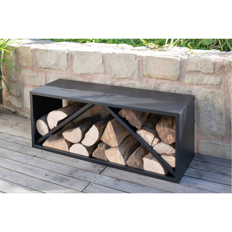 Westmann modernes Kaminholzregal aus Stahl in Schwarz, B/T/H: 104 x 34,5 x 40 cm - Bild 5