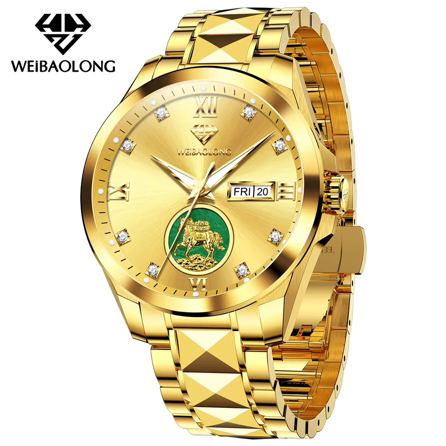 WEIBAOLONG Automatik-Armbanduhr, Edelstahl, Gold, Diamant, Herren - Bild 5