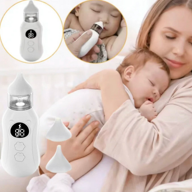 Elektrischer Baby-Nasenreiniger in Weiß mit Musik, verstellbarer Saugkraft und weichem Silikon, geräuscharm - Bild 1