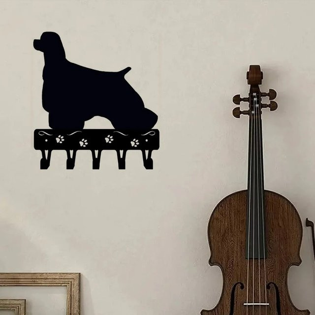 CIFBUY Metall-Wandkunst Schlüsselhalter Cocker Spaniel Dekorativer Eisenhaken-Set in Schwarz - Bild 1