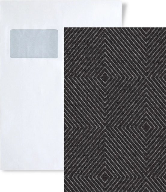 PROFHOME Geometrische Tapete Musterstück in Schwarz und Grau, DIN A4 - Bild 1