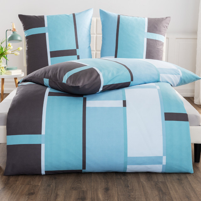 DREAMTEX Mikrofaser-Satin-Bettwäsche Set mit Reißverschluss, B/H: 80 x 80 cm und B/H: 135 x 200 cm - Bild 1