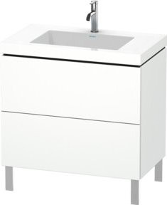 Duravit Waschtischunterschrank L-Cube c-bonded in Weiß Hochglanz, B/T: 80 x 48 cm, 1 HL, 2 Auszüge - Bild 1