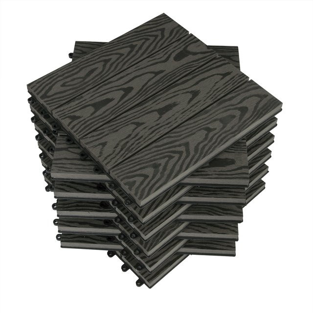 WOLTU 11 Stück WPC Terrassenplatten ineinandergreifend braun, Bodenfliesen für Garten und Terrasse, B/B: 30 x 30 cm - Bild 1