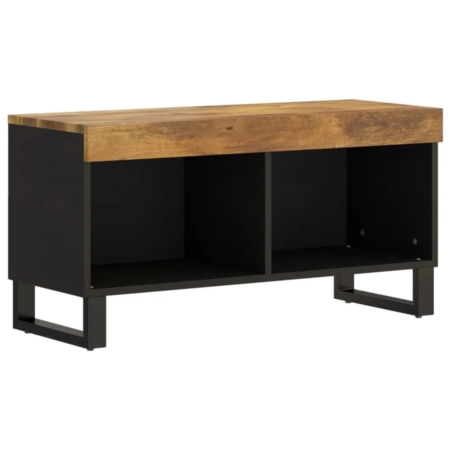 vidaXL TV-Schrank aus Massivholz Mango und Eisen im industriellen Design, Honigbraun, B/T/H: 85 x 33 x 43,5 cm - Bild 2
