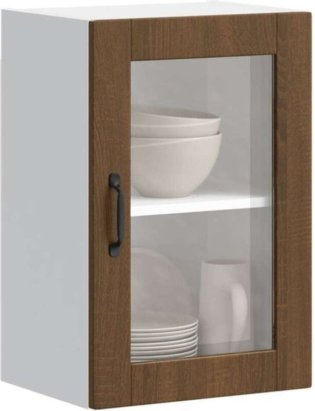 Küchen-Hängeschrank Porto mit Glastür in Braun Eichen-Optik von Vidaxl - Bild 1