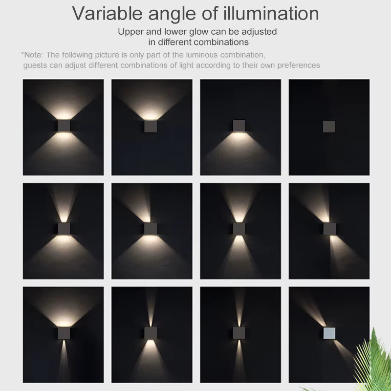 MARPOU LED-Wandlampe in Schwarz, moderne quadratische Außenleuchte mit verstellbarem Up-and-Down-Licht, 7 W, für Garten und Veranda - Bild 3