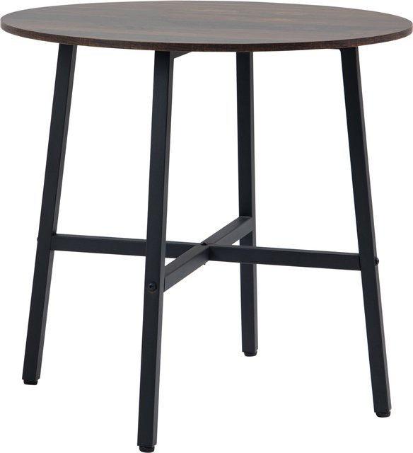 HOMCOM Esszimmertisch im industriellen Stil für 4 Personen, Küchentisch mit abgerundetem Design aus Stahl, Braun/Schwarz, B/T/H: 80 x 80 x 76 cm - Bild 1