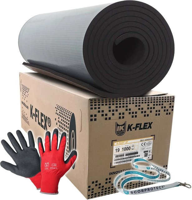 Scorprotect K-Flex ST Selbstklebende Isolierplatte Schwarz, Isolierstärke: 19 mm, Breite: 1 m, Länge: 6 m - Bild 1