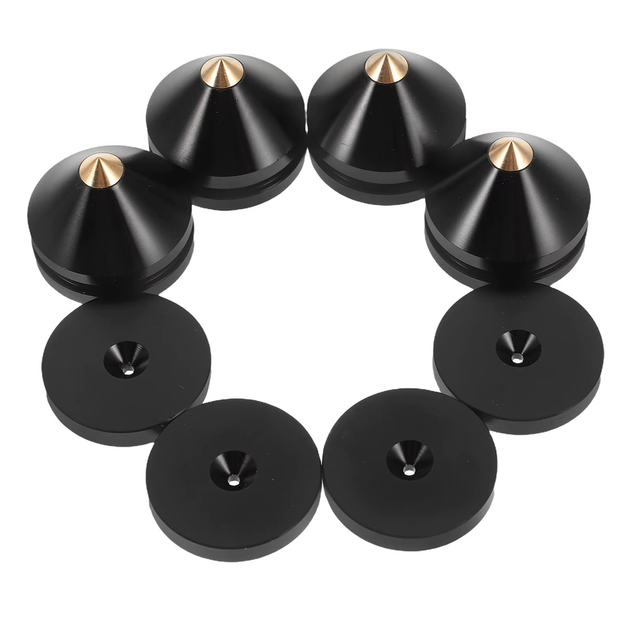 Foxnovo Lautsprecherspikes in Schwarz, 4er-Set Hochleistungs-Isolationsfüße zur Anti-Vibrations-Dämpfung für Verstärker, CD-Player und Plattenspieler - Bild 4