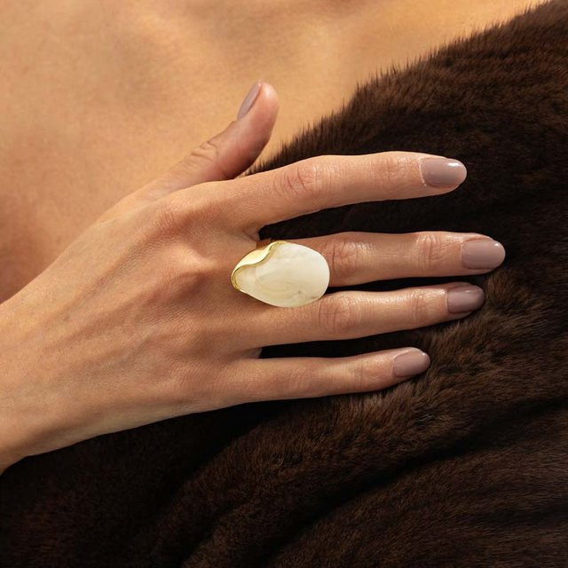 Ring, brauner Harz, geometrische Form, verstellbar, Damen - Bild 1