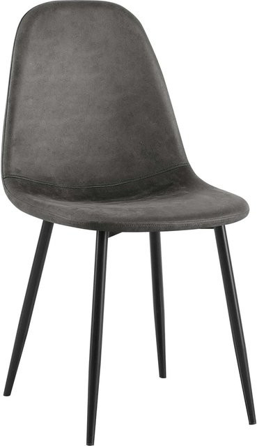 DELUKE Esszimmerstuhl LISEN aus Kunstleder in Schwarz, B/T/H: 44 x 51 x 88 cm - Bild 1