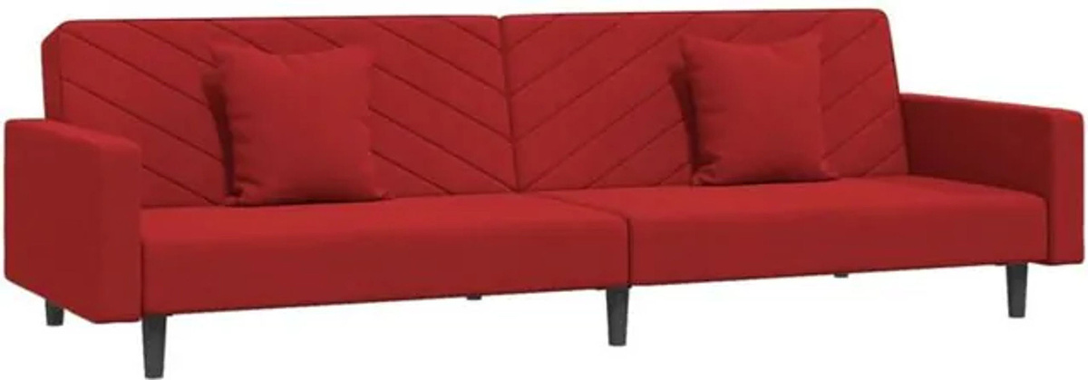 VIDAXL Schlafsofa 2-Sitzer aus Samt in Rot mit 2 Kissen, Modernes Design, Breite: 220 cm, Tiefe: 84,5 cm, Höhe: 69 cm - Bild 1