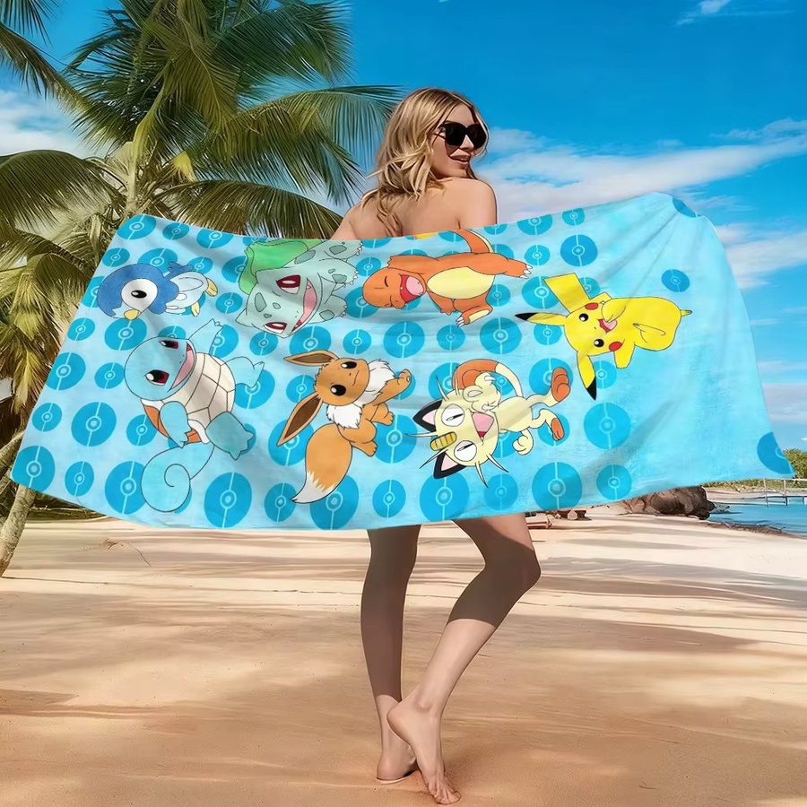 Sandfreies Mikrofaser-Strandtuch von Potdemiel mit Pikachu & Friends Motiv in Multicolour - Bild 2