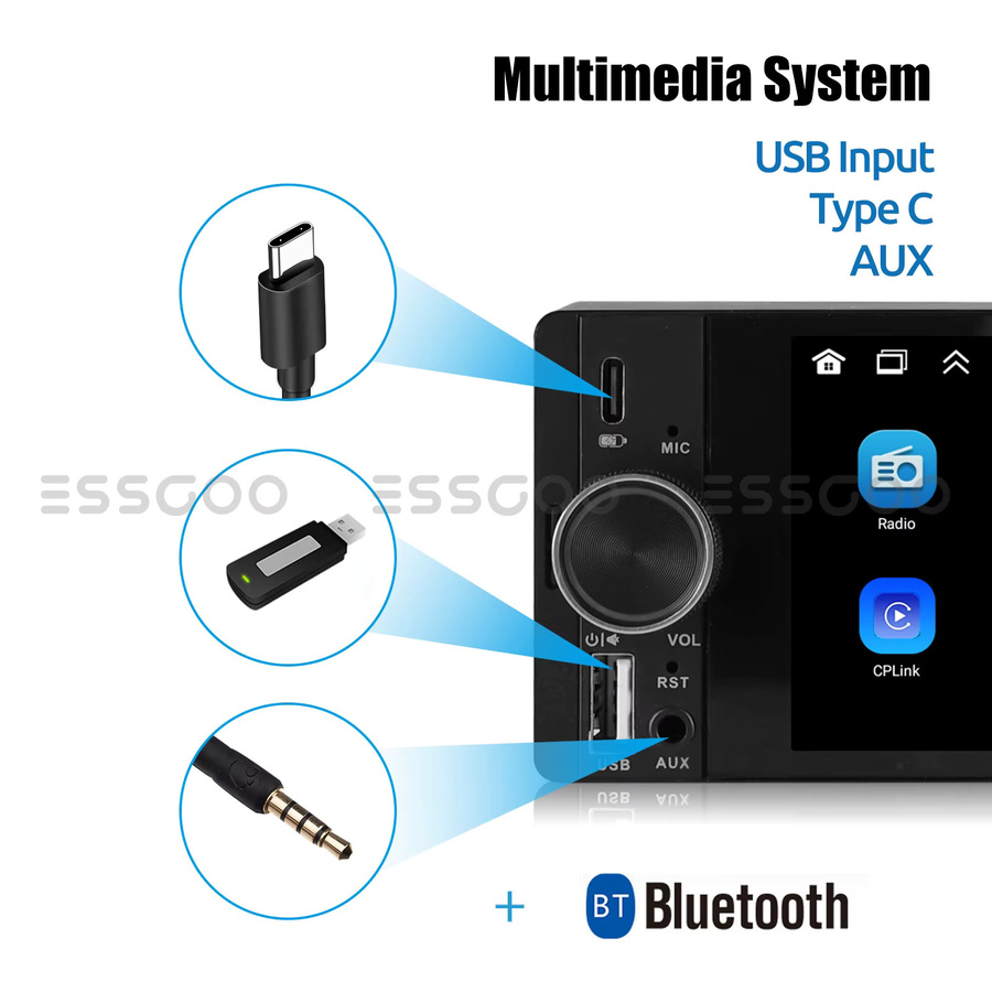 MOPECT Universal 1 DIN Autoradio mit 6,36 Zoll Touchscreen, CarPlay, Android Auto, Bluetooth, USB/Type-C und Freisprechfunktion in Schwarz - Bild 4