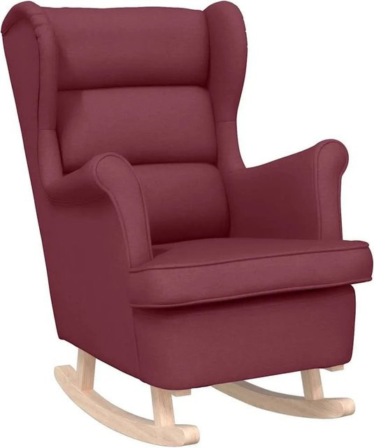 vidaXL Schaukelsessel in Weinrot mit Stoffbezug und Holzgestell, B/T/H: 74 x 90 x 102 cm - Bild 1